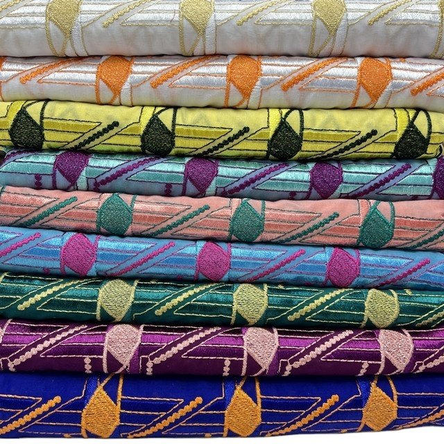 Cotton Fabric Lace Embroidered, African cotton Lace 5 Yards, Nigerian Lace African Fabric for Sewing Craft Party