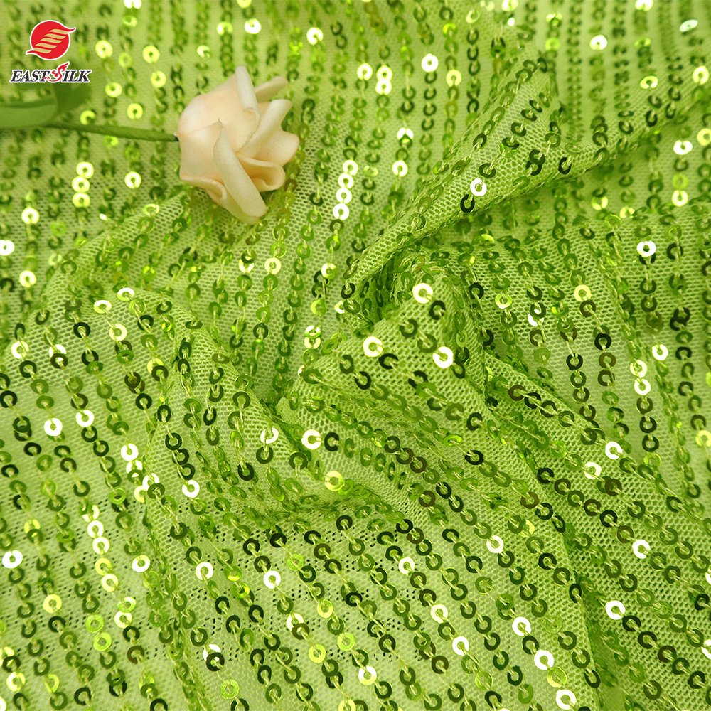 Hot selling Wholesale materials polyester colorful Round sequins embroidery mesh fabric for party dresses