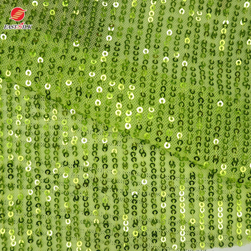 Hot selling Wholesale materials polyester colorful Round sequins embroidery mesh fabric for party dresses