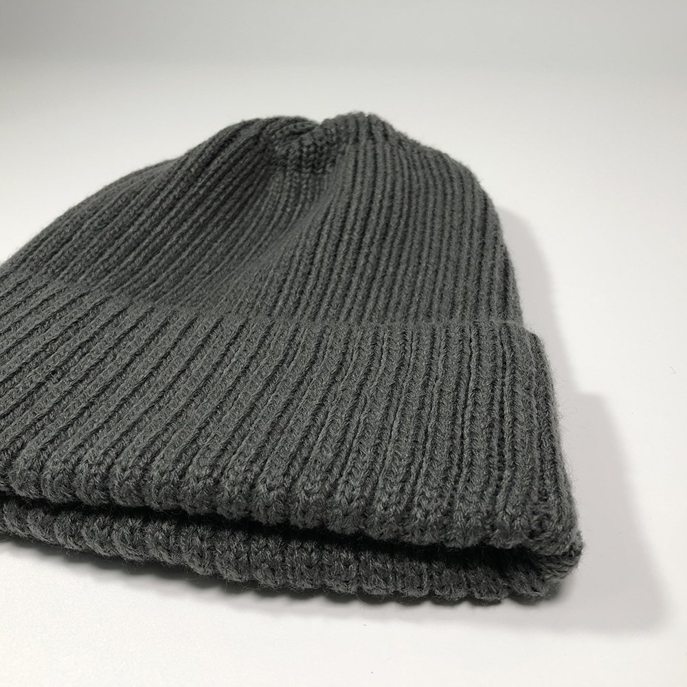 Premium custom beanie ribbed knit Unisex blank grey vintage toques with your own label Embroidered cuffed winter acrylic caps
