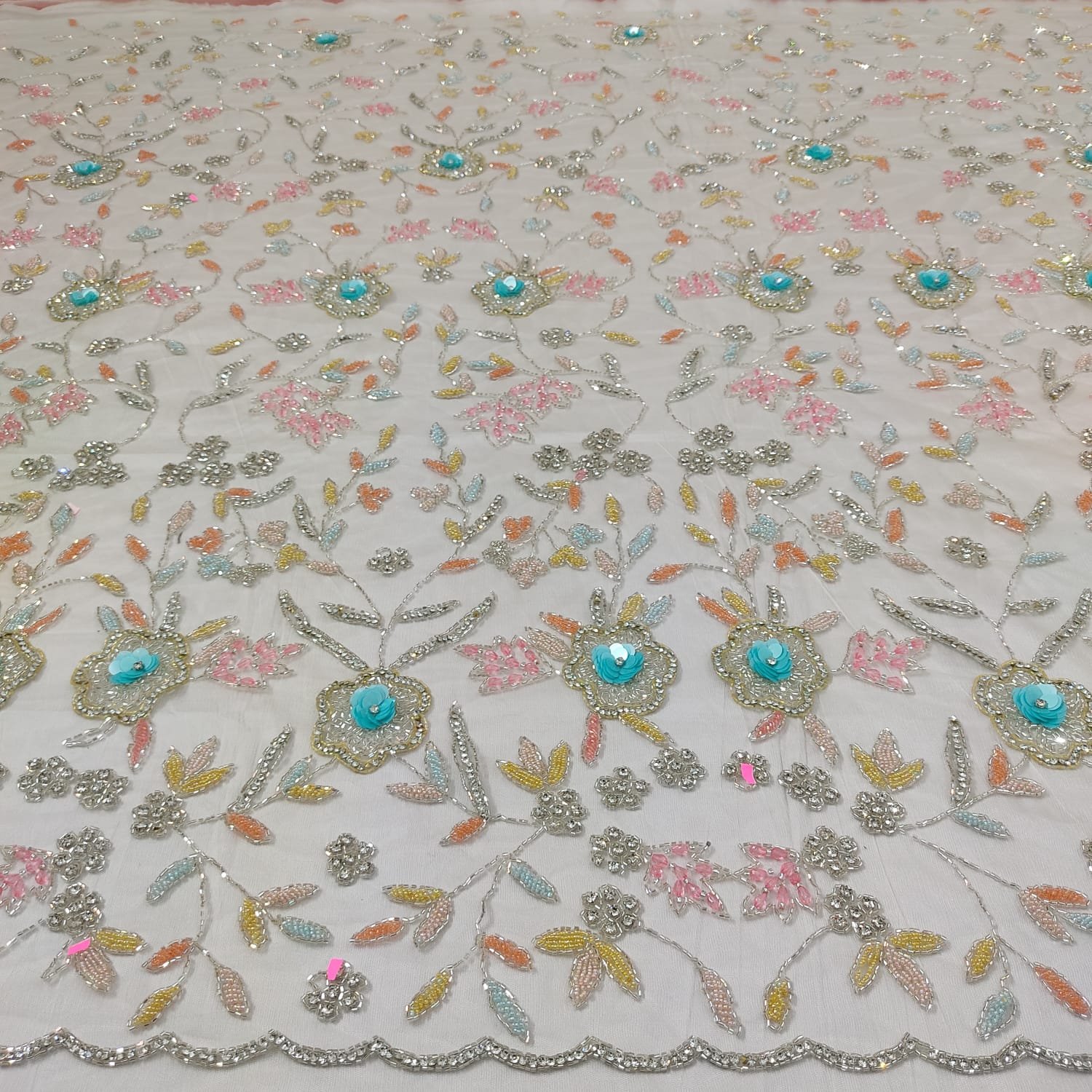 Light weight embroidery beads heavy sequin fabric colourful 100% polyester embroidery fabric for all type dress