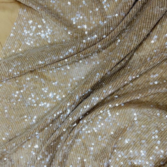 Design Cheap Luxury Full Tulle Embroidery transparent Sequin chiffon basic Fabric for high fashion dress