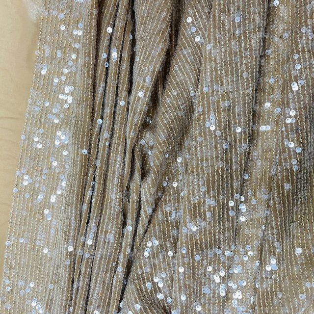 Design Cheap Luxury Full Tulle Embroidery transparent Sequin chiffon basic Fabric for high fashion dress