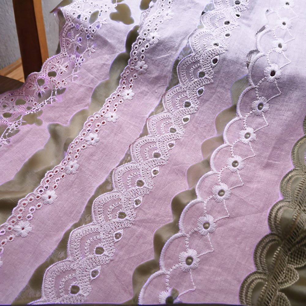 5cm Crocheted Cotton Lace Eyelet Trim with Embroidered Applique for Dresses for Clothing Tailoring Materials and Accessories