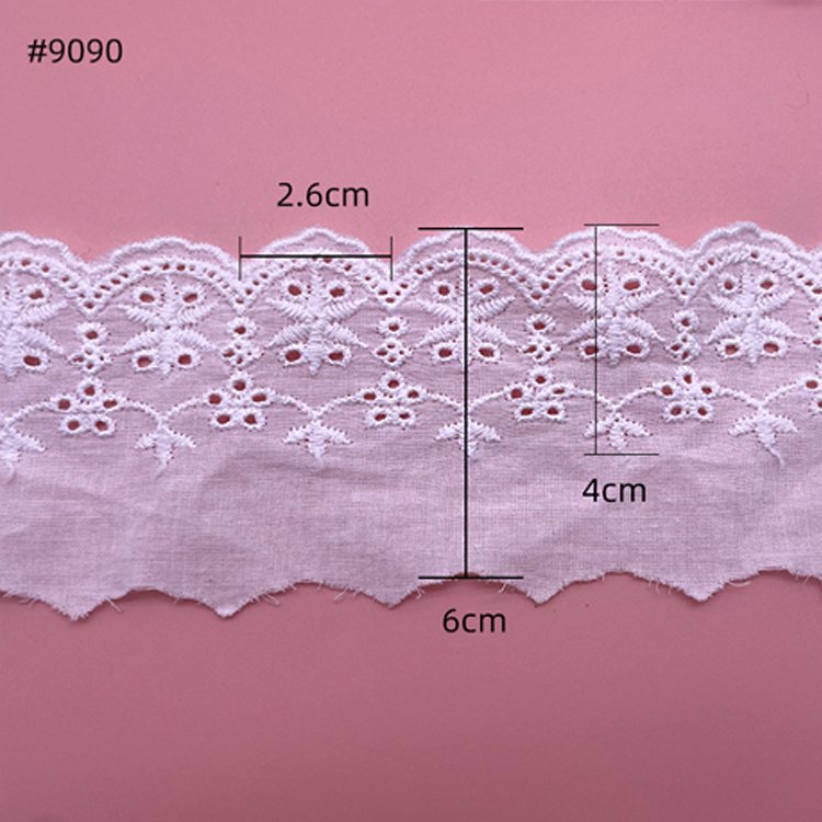 5cm Crocheted Cotton Lace Eyelet Trim with Embroidered Applique for Dresses for Clothing Tailoring Materials and Accessories