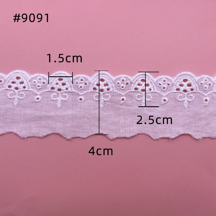 5cm Crocheted Cotton Lace Eyelet Trim with Embroidered Applique for Dresses for Clothing Tailoring Materials and Accessories