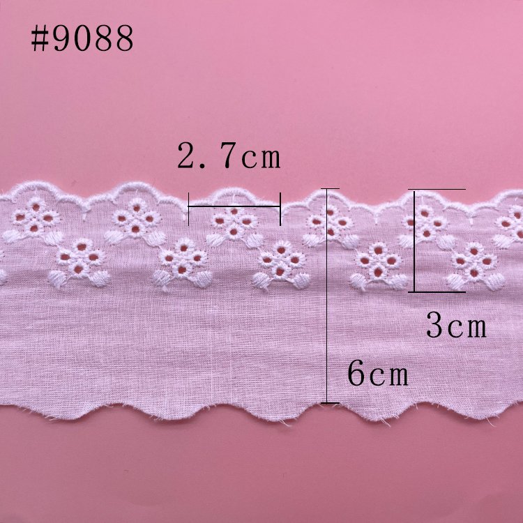 5cm Crocheted Cotton Lace Eyelet Trim with Embroidered Applique for Dresses for Clothing Tailoring Materials and Accessories