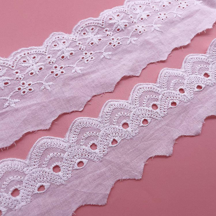 5cm Crocheted Cotton Lace Eyelet Trim with Embroidered Applique for Dresses for Clothing Tailoring Materials and Accessories