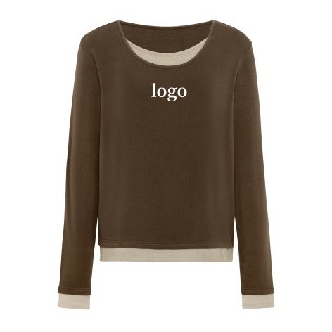 Customizable Logo Printed Autumn Casual Top Long Sleeves Solid Color Pattern Knit Crew Neck Pilling Resistant Made Jersey Fabric