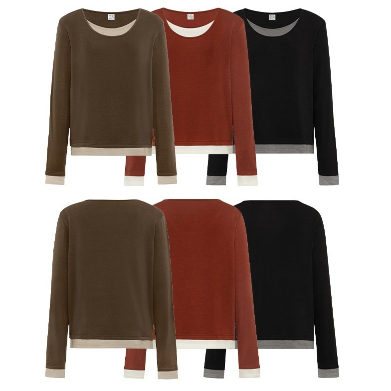 Customizable Logo Printed Autumn Casual Top Long Sleeves Solid Color Pattern Knit Crew Neck Pilling Resistant Made Jersey Fabric