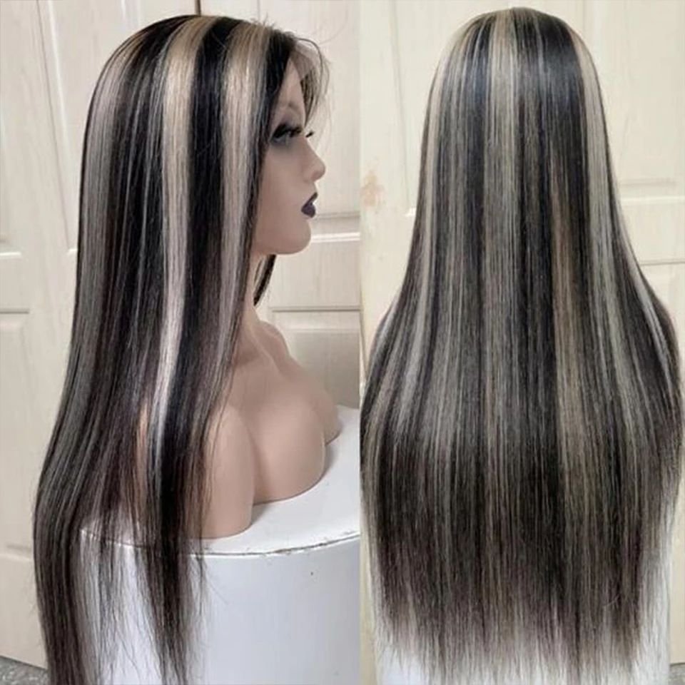 Highlight Lace Front Wigs Human Hair 13X4 1B/613 Straight Transparent HD Lace 150% 180% For Women Peruvian Ha