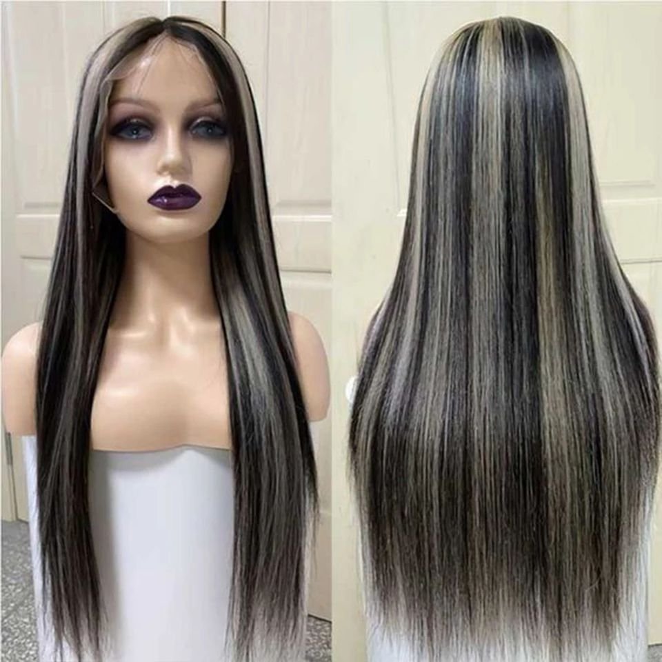 Highlight Lace Front Wigs Human Hair 13X4 1B/613 Straight Transparent HD Lace 150% 180% For Women Peruvian Ha