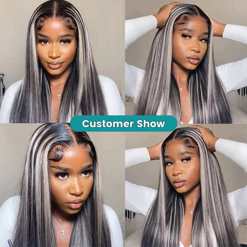 Highlight Lace Front Wigs Human Hair 13X4 1B/613 Straight Transparent HD Lace 150% 180% For Women Peruvian Ha
