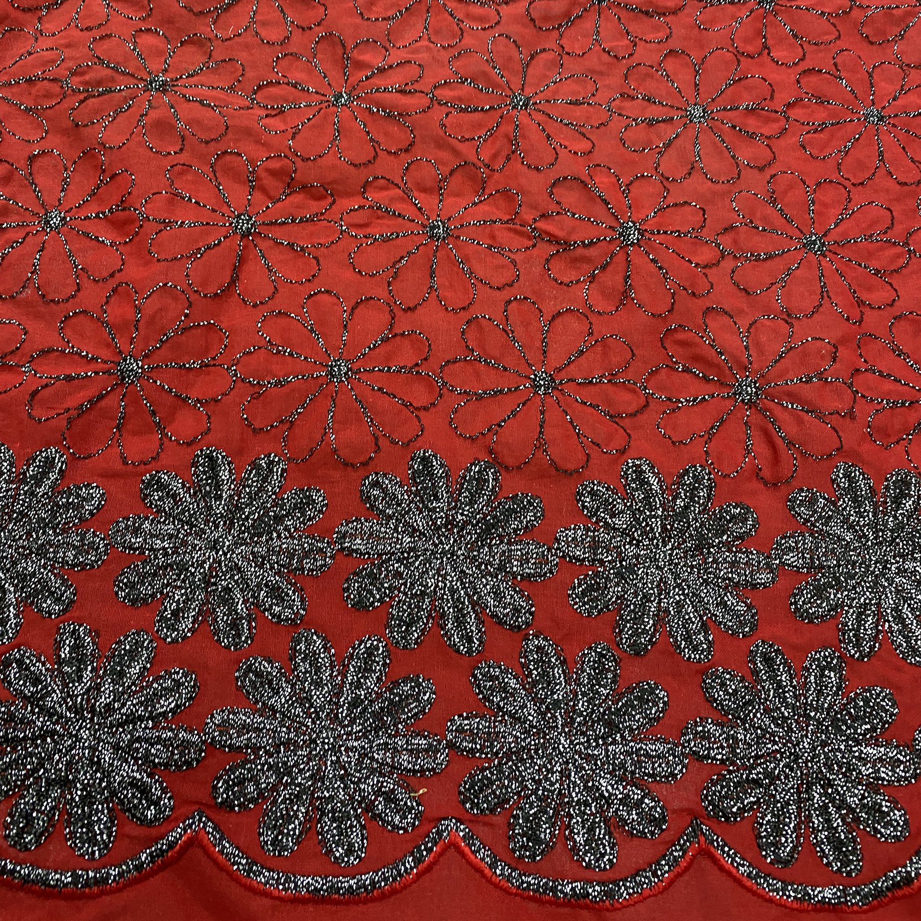 Red 2023 latest Dubai embroidery women clothing set Swiss cotton voile lace fabric for dress manufacturer and supplier