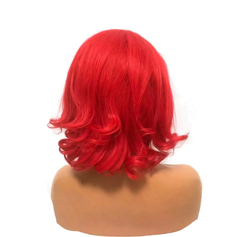 wholesale Best Selling Red Wavy Bob Human Hair Wig 13x4 Lace Frontal for African American