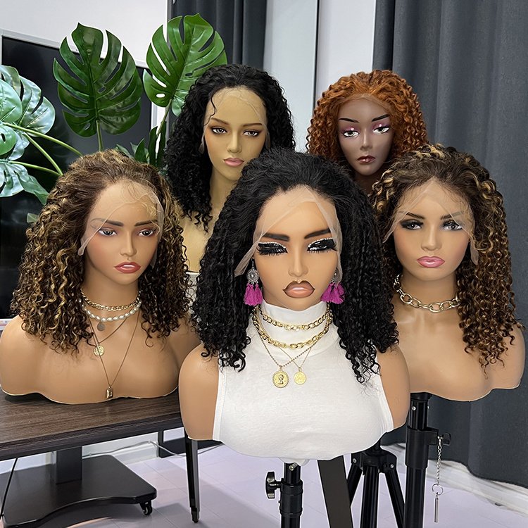 Raw hair wig vendor Vietnam front lace wig human hair wholesale glueless hd lace frontal double drawn curly wig