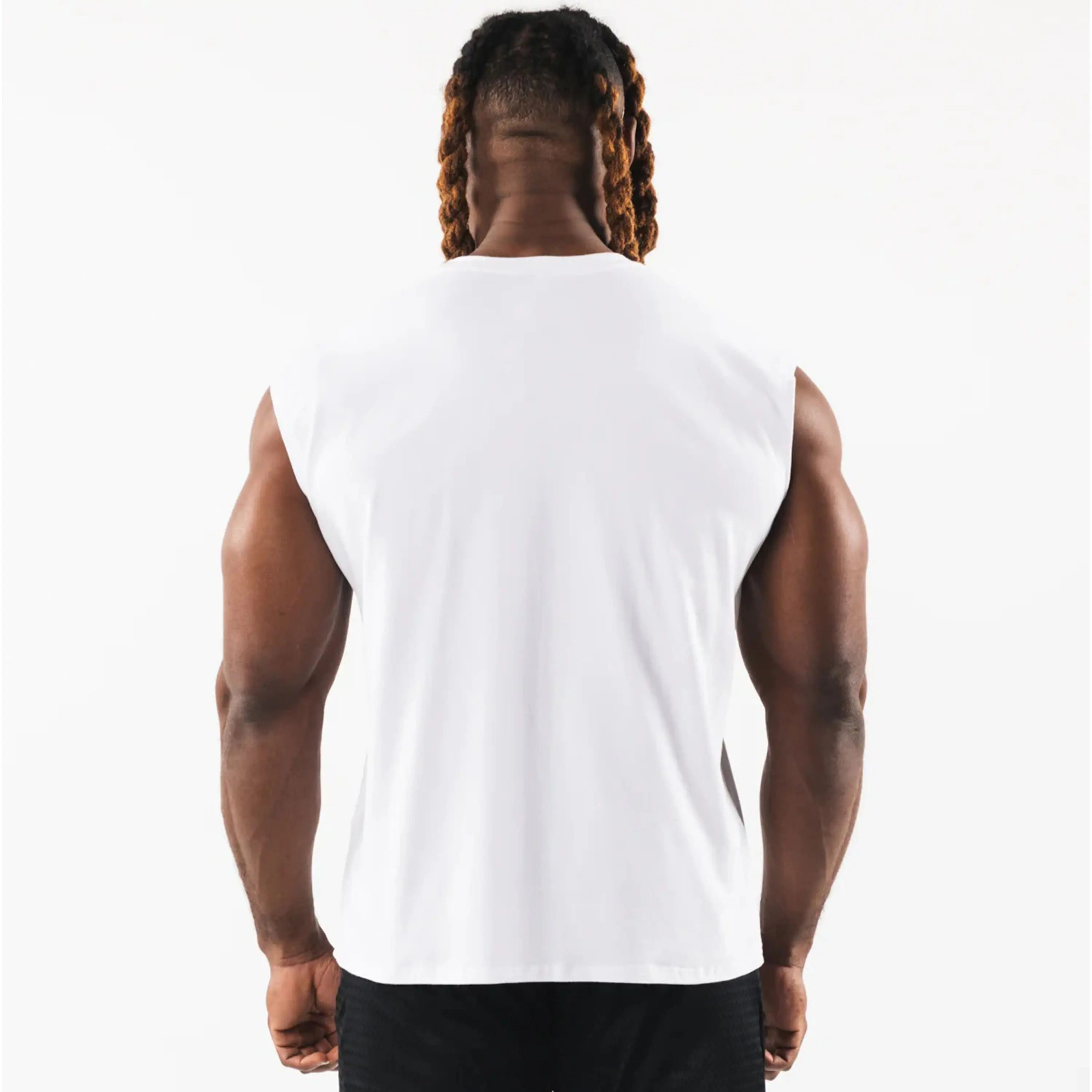 Custom Cotton Men's Muscle Gym Running Stringer Tank Tops Bodybuilding Fitness Tank Tops For Bodybuilder