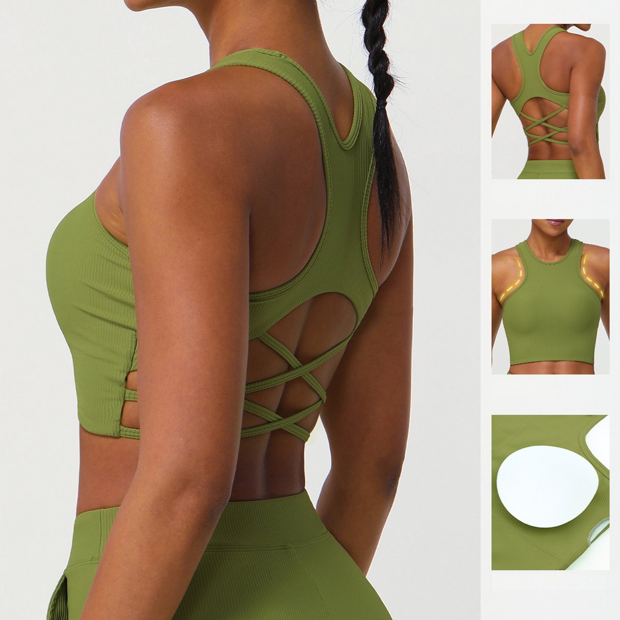 Quality Basic Knitted Rib Short Available OEM ODM Custom Logo Ladies Crop Tank Top HighWhite Black Women's Yoga Sets