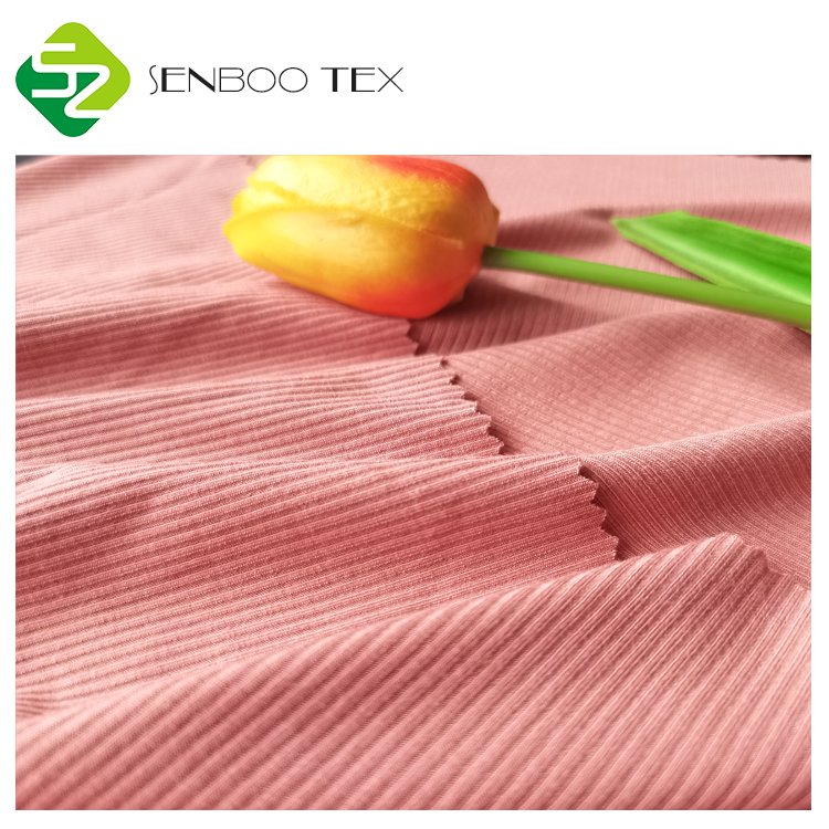 Organic Oeko-Tex Ribbed Bamboo Spandex Fabric Eco-Friendly Dyed Pattern Jersey Fabric for Women's Soft Pajamas and Sweatshirts