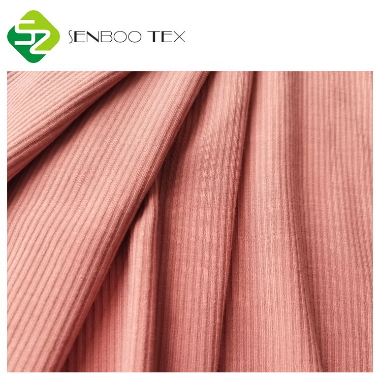 Organic Oeko-Tex Ribbed Bamboo Spandex Fabric Eco-Friendly Dyed Pattern Jersey Fabric for Women's Soft Pajamas and Sweatshirts