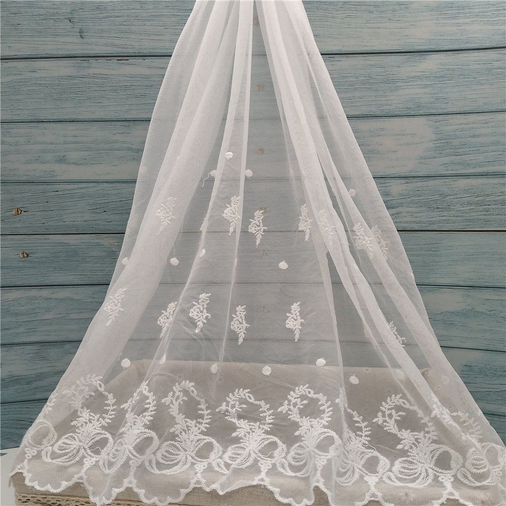 63 cm nylon cotton mesh embroidery lace trim white dress border lace fabric trim