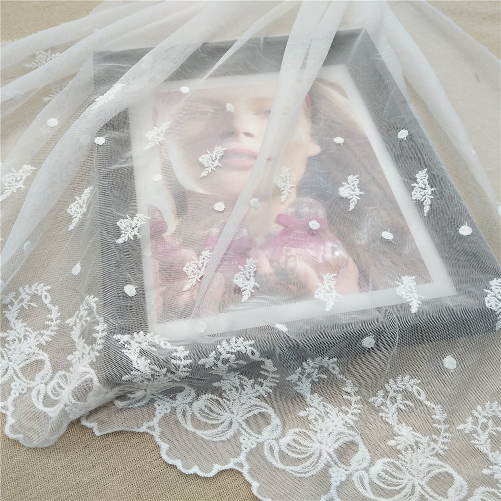 63 cm nylon cotton mesh embroidery lace trim white dress border lace fabric trim