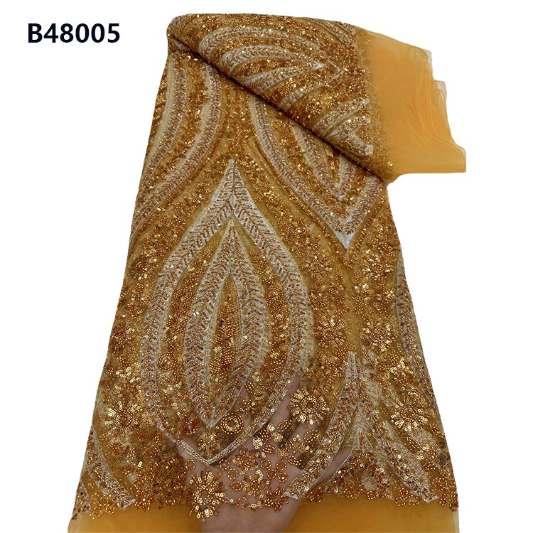 CHOCOO Wholesale Laces Material For Women Dress French Tulle Embroidery African Beaded Sequin Lace Fabric