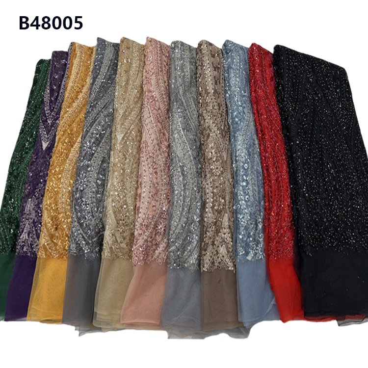CHOCOO Wholesale Laces Material For Women Dress French Tulle Embroidery African Beaded Sequin Lace Fabric