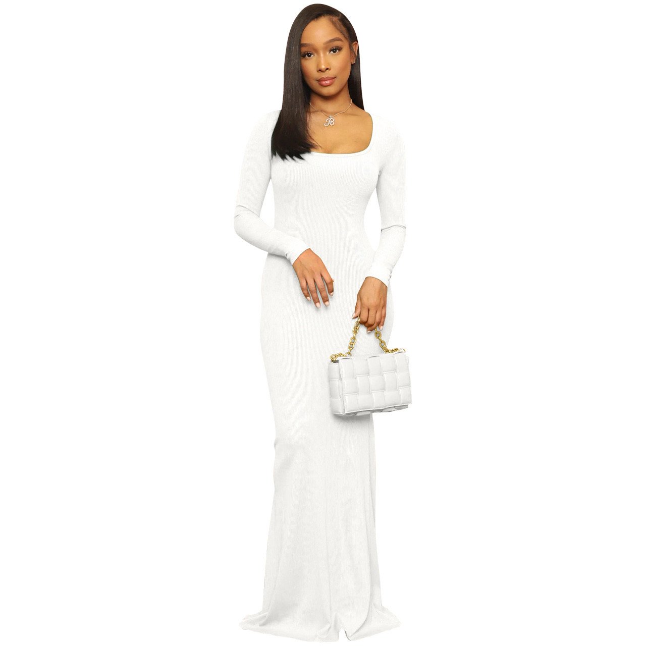 Wholesale Spring Fall women's clothing Elegant party rib knit casual A-line slim knit Women Maxi Bodycon Dress