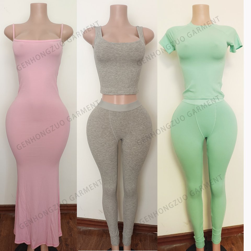 Custom Dress For Women Modal Cotton Ribbed Casual Dress Soft Lounge Square Neck Long Sleeve Bodycon Long Maxi Women's Dress