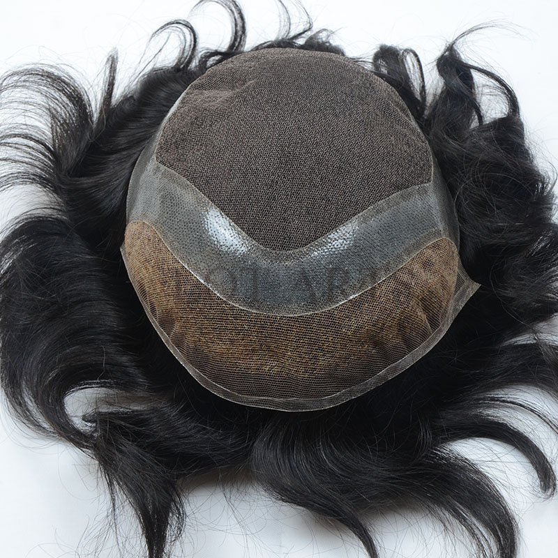 natural looking 100% human hair french lace high density HD men toupee