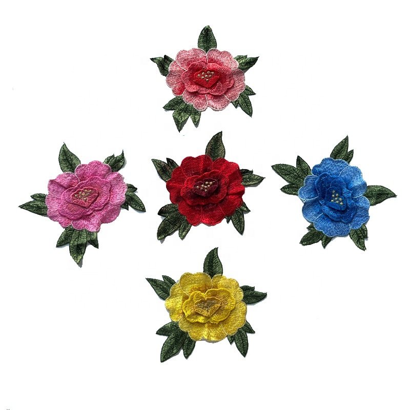 Single 3d flower embroidery lace applique patch for clothes/hat/bags LT2803A
