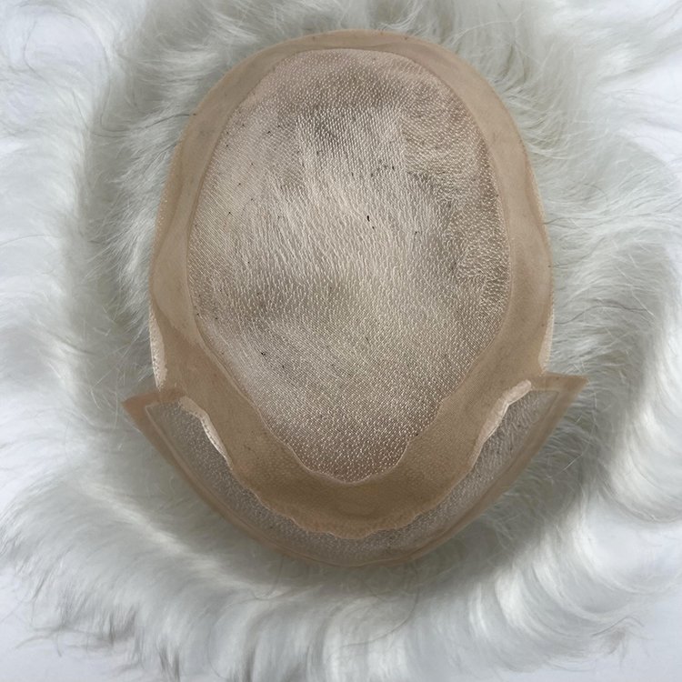 Wholesale 100% Human Hair Wig Super Thin PU and Lace Base Durable and Breathable Toupee for Men