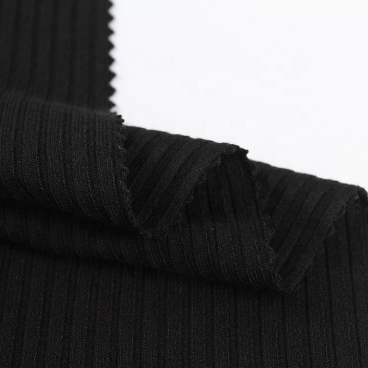 Custom new desgin 73%polyester 22%rayon spandex 4*4multicolor swimwear wide rib knitted fabric solid rib for clothing