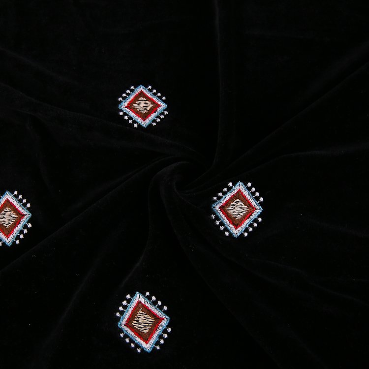 HA-18141H Middle east spandex polyester 420G/M knitting velvet embroidery fabric for garment