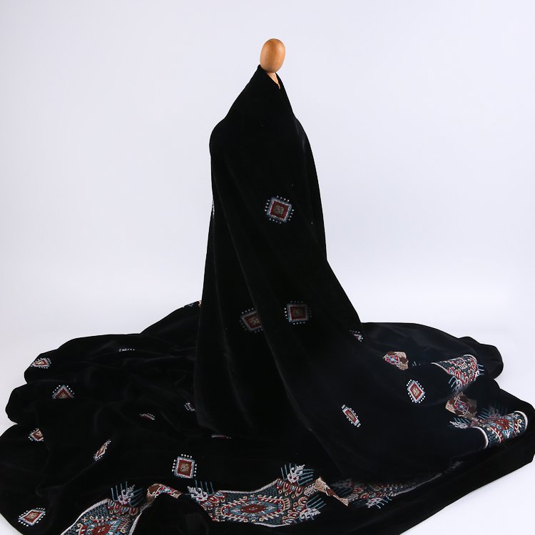 HA-18141H Middle east spandex polyester 420G/M knitting velvet embroidery fabric for garment