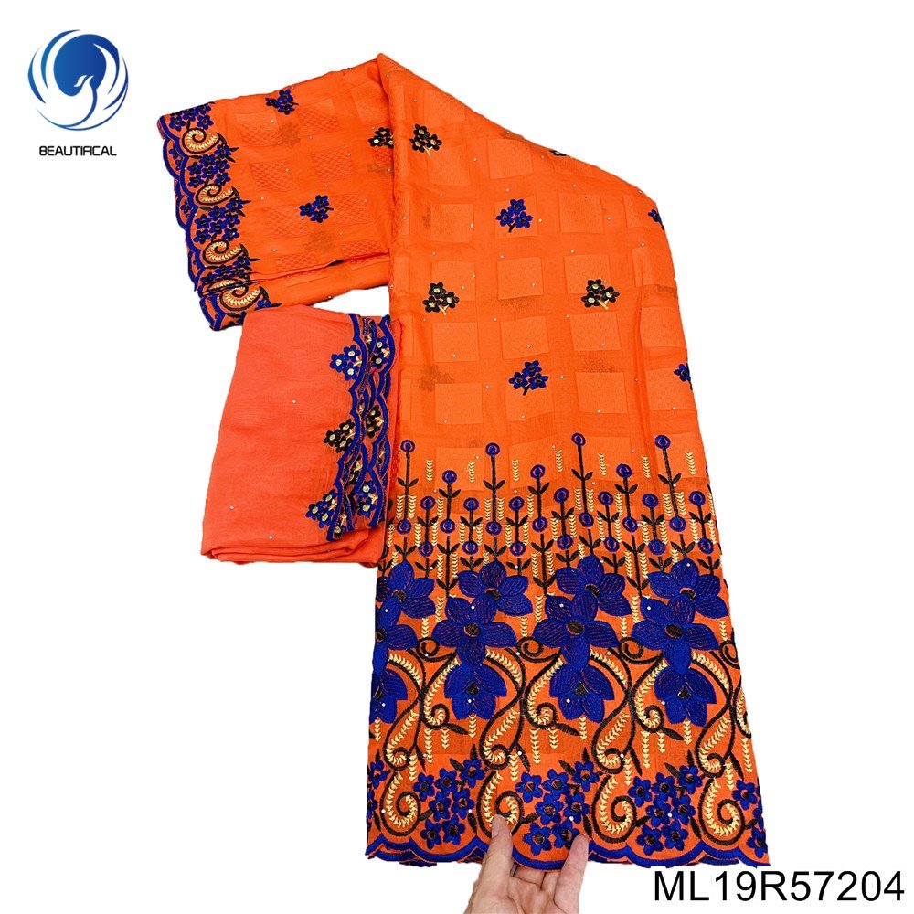 Beautifical cotton voile fabric classic nigerian dress lace fabric for party embroidery women rhinestones fabrics ML19R572