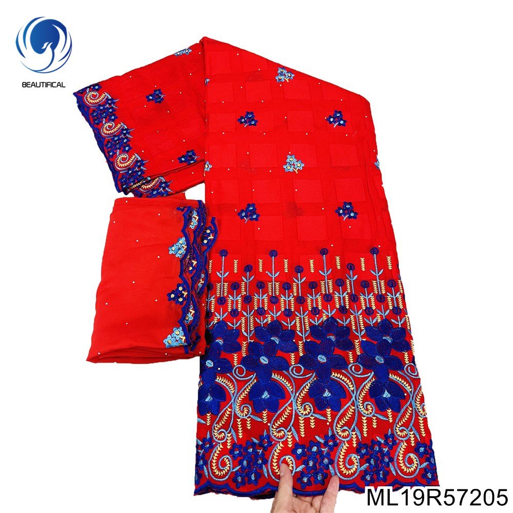 Beautifical cotton voile fabric classic nigerian dress lace fabric for party embroidery women rhinestones fabrics ML19R572