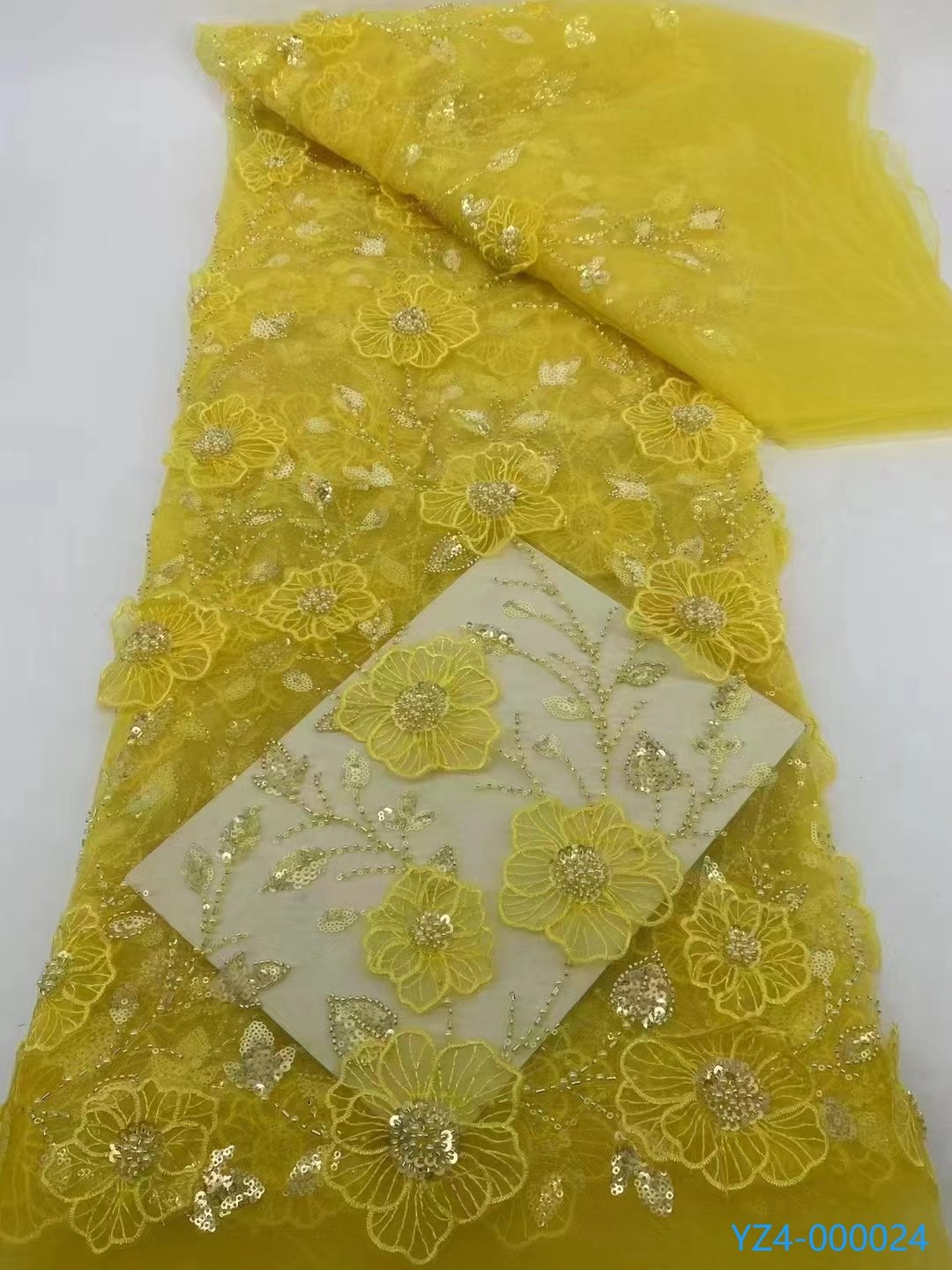 Custom Wholesale Design Bridal Embroidery Tulle Wedding Dress Net Applique Mesh Floral 3D Flower Lace Fabric
