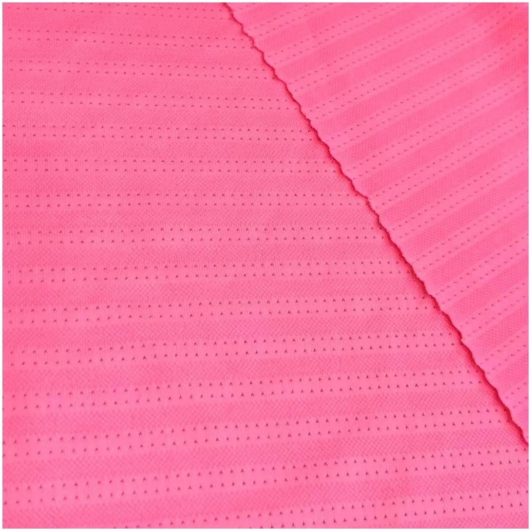 Nano stripe jacquard mesh fabric 170g polyester-ammonia stretch mesh fabric spring and summer sportswear T-shirt fabric