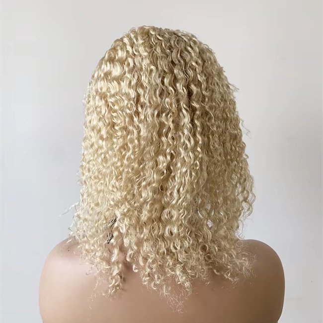 DX196 blonde color full lace peruvian kinky curly bulk raw indian human virgin hair elastic knotless wet and wavy braid short