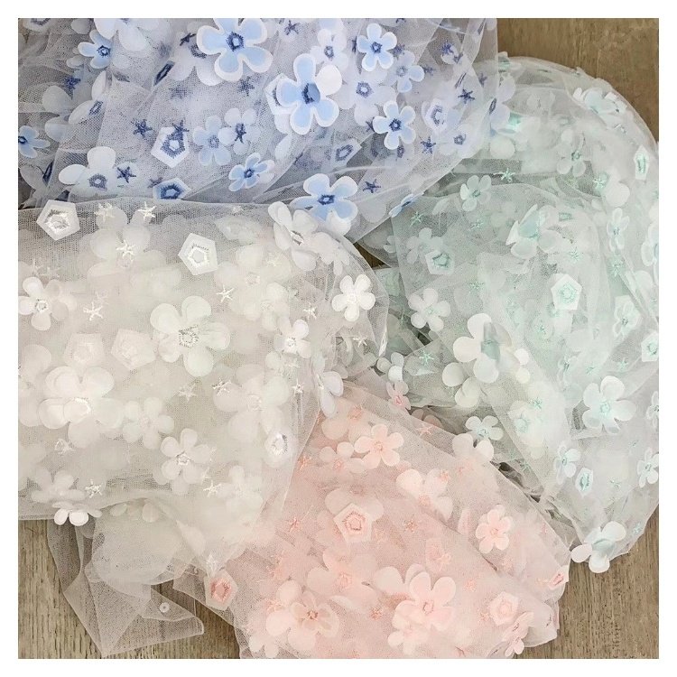 White and Pink Lase Baby Guipure Material Kids Lace Flowers 3d Lace Net Embroidery Fabric Design