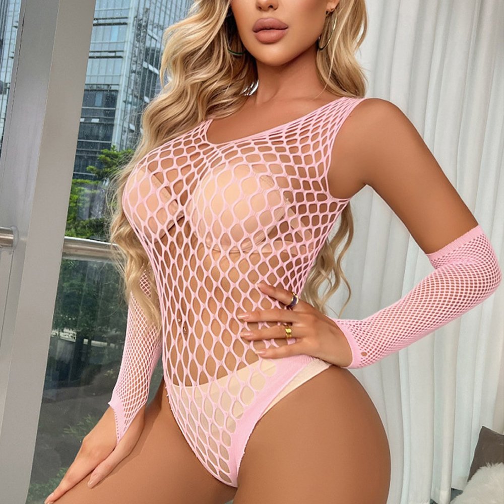 Cheap one piece Women fishnet stockings Sexy Lingerie underwear necksling Panty Erotic lingerie sexy lace jumpsuit big pajamas