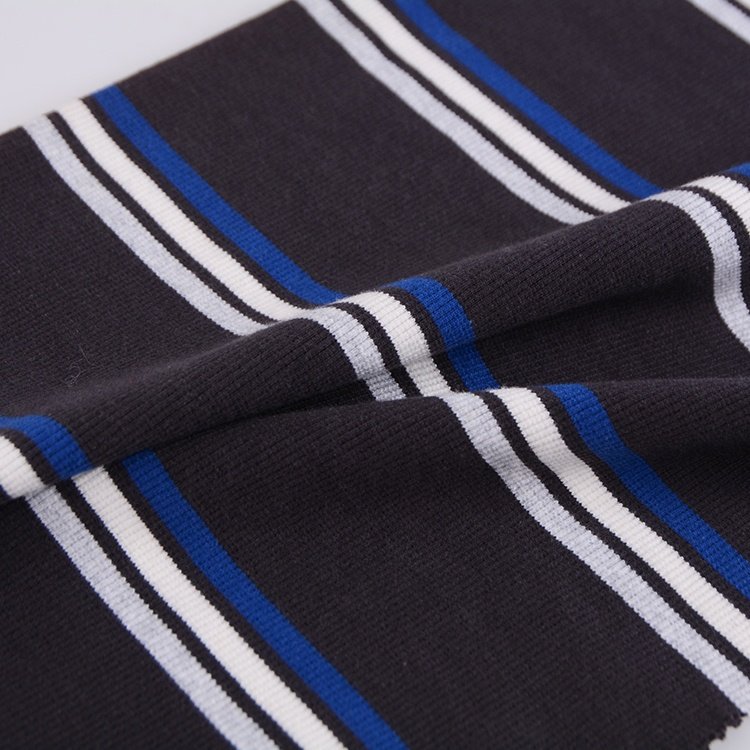 cotton spandex yarn dyed 2x2 rib knitted fabric for collar and cuff