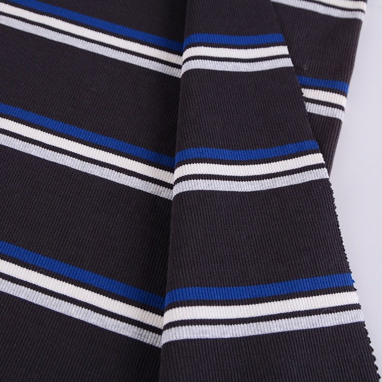 cotton spandex yarn dyed 2x2 rib knitted fabric for collar and cuff