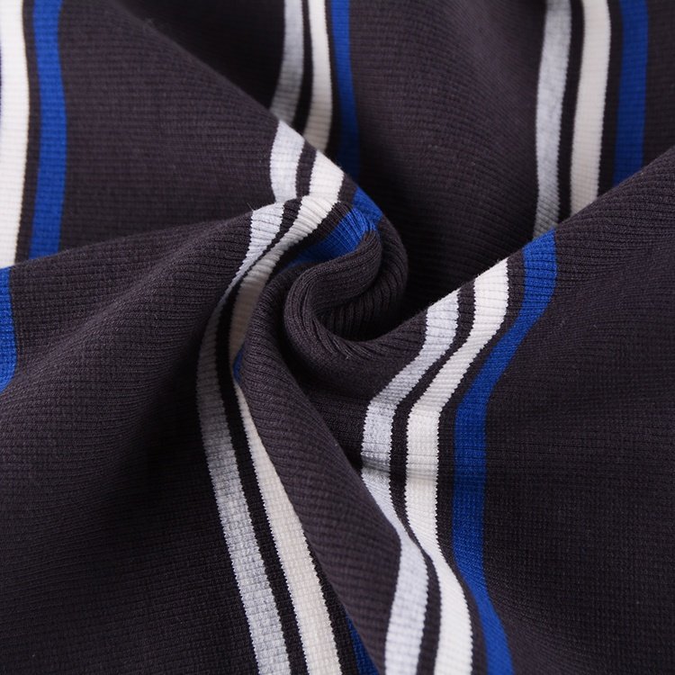 cotton spandex yarn dyed 2x2 rib knitted fabric for collar and cuff