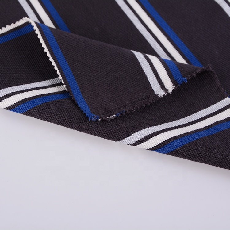 cotton spandex yarn dyed 2x2 rib knitted fabric for collar and cuff
