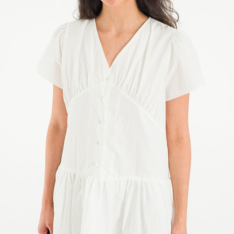 Garment manufacturing factory clothing V-neck button casual fashion solid color short-sleeved women's clothing