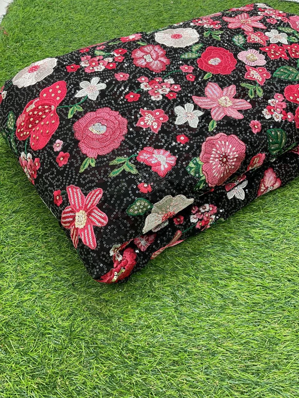 Luxury Embroidered Sequins Fabric Embroidery Butterfly dragonfly sequin mesh embroidery fabric Heavy