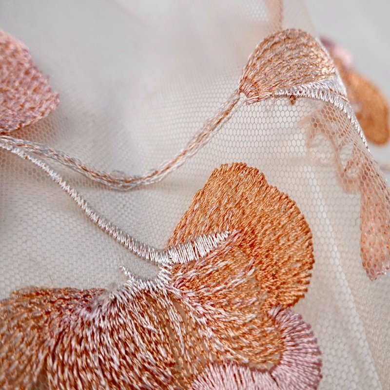 Fancy design 100% polyester knitted 3D flower pink lace mesh embroidery fabric for lady dress